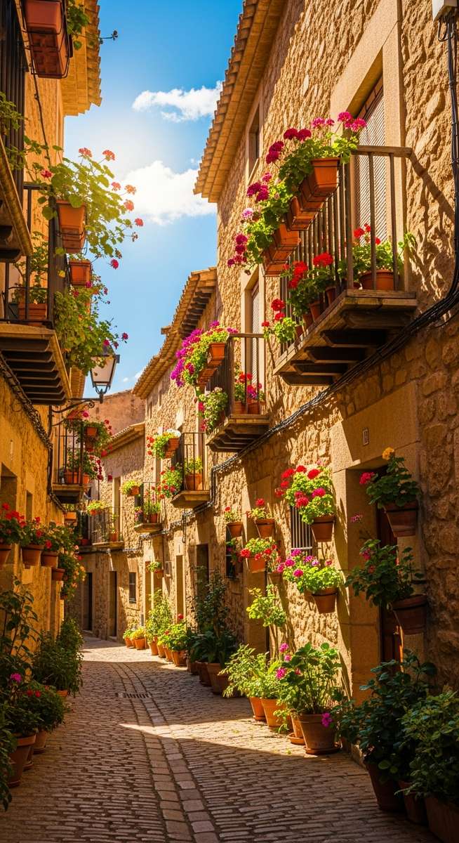an old-town street in Spain in June