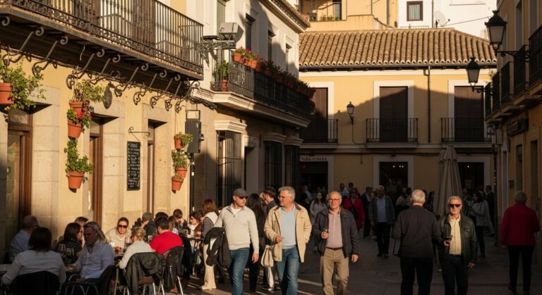 a sunny Spain street in March