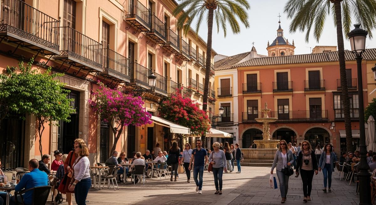 a sunny Spain street in May