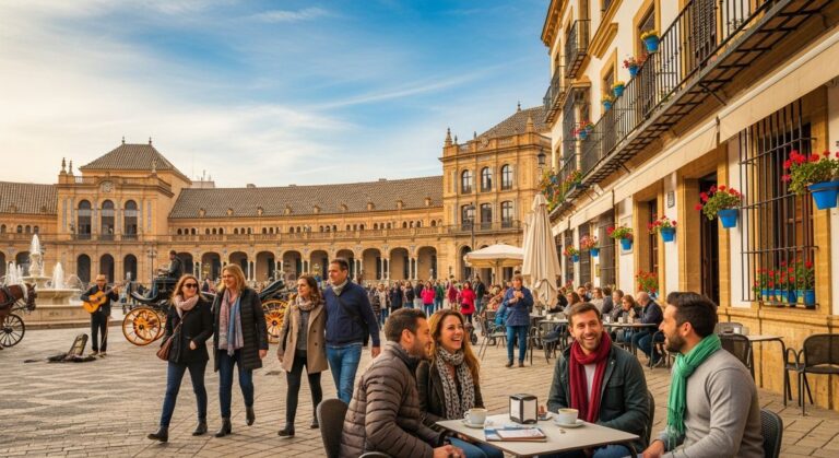 a sunny Spain street in November