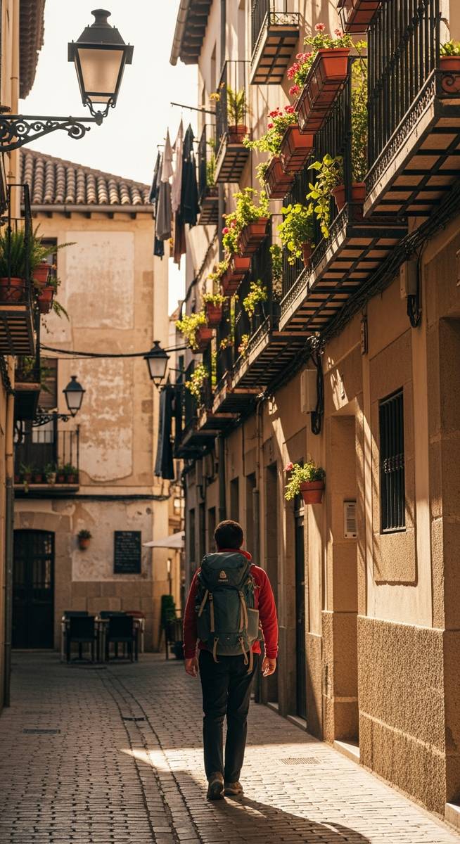 a traveller exploring a Spain neighbourhood in October