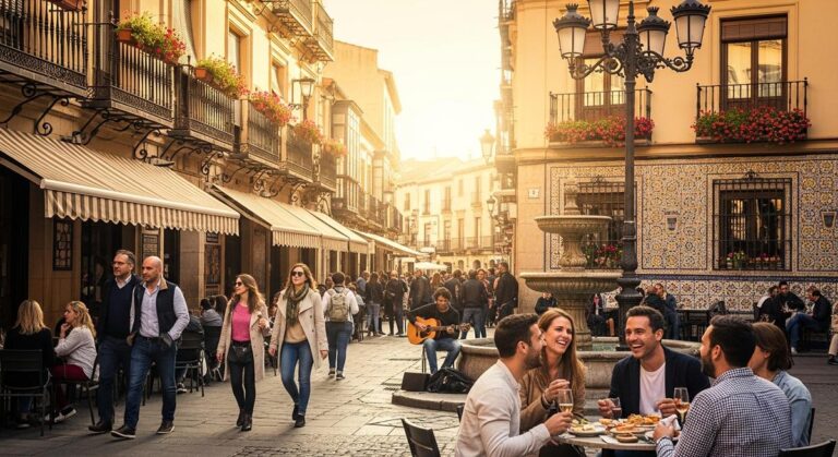 a sunny Spain street in October