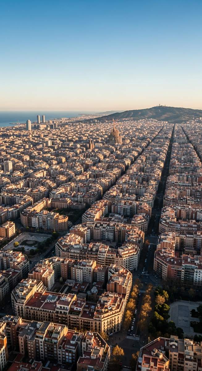 an aerial view over Barcelona