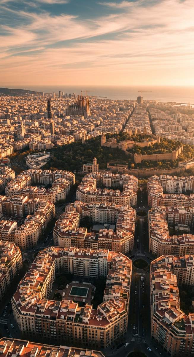 an aerial view over Barcelona