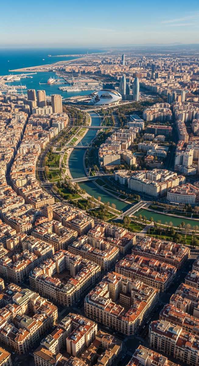 an aerial view over Valencia