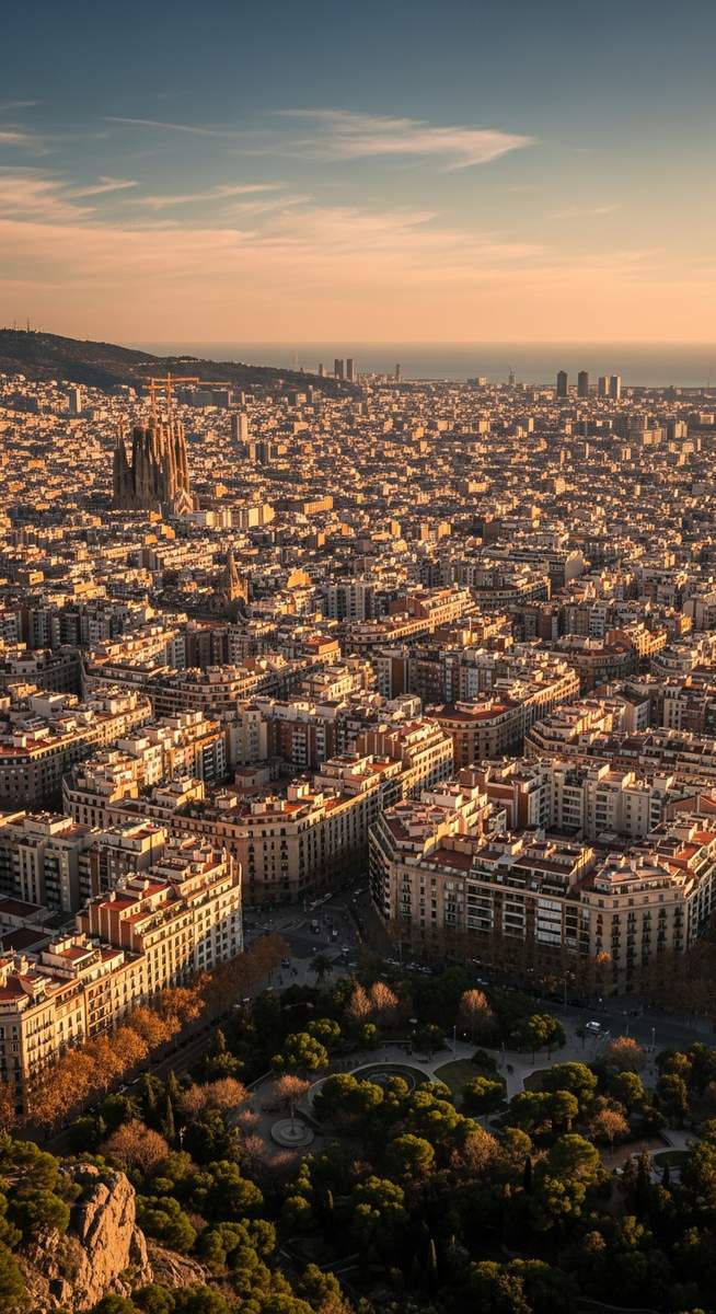 an aerial view over Barcelona