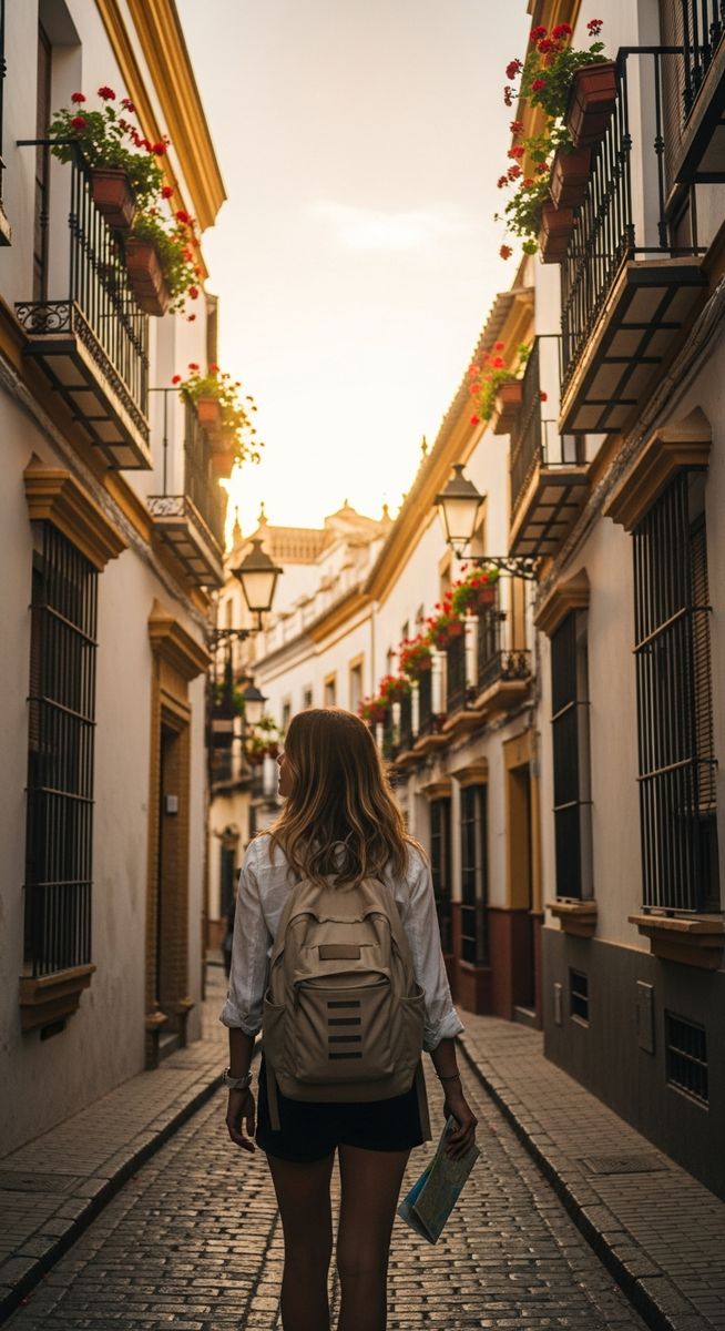 a woman exploring a Seville neighbourhood solo as a reason to visit Seville
