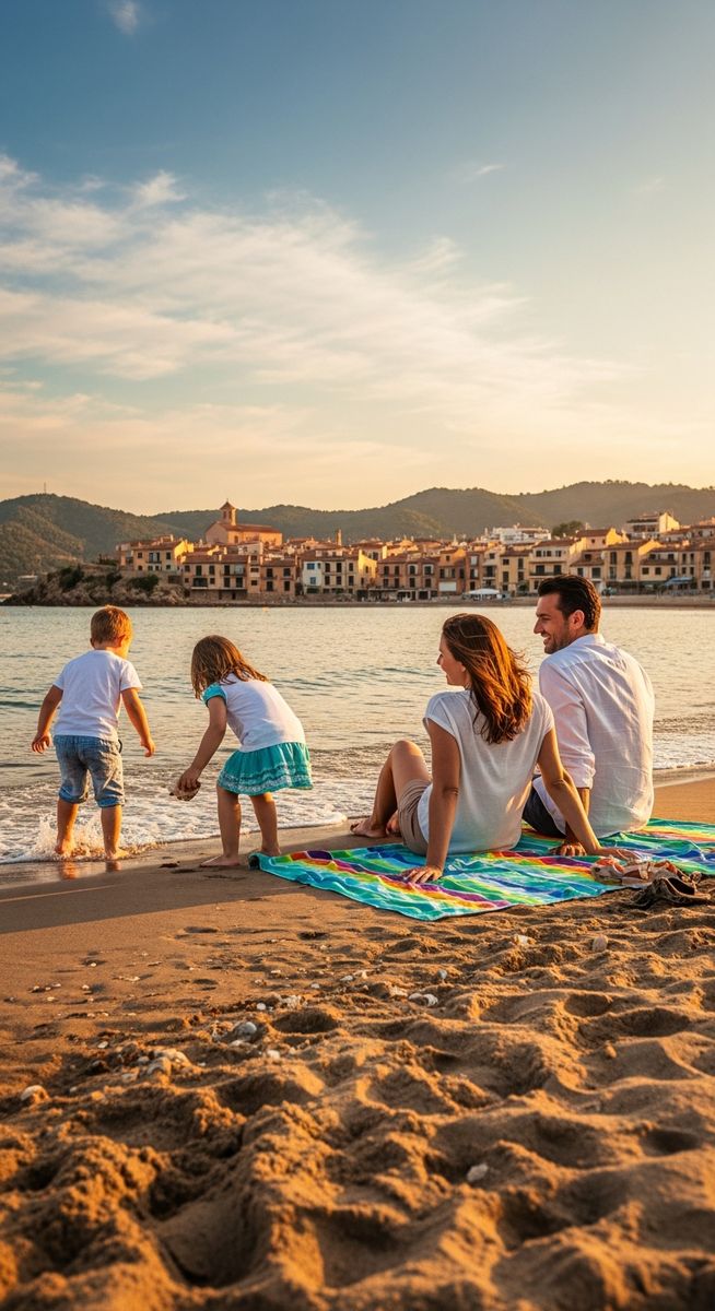 a family on a beach near Valencia, Spain