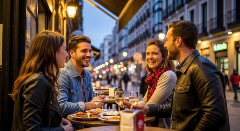 a photo illustrating madrid in Spain on a food tour
